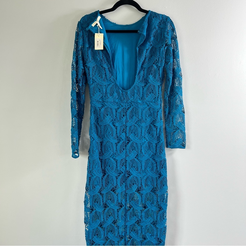 MAJE Rosanne Lace Midi Knit Floral Midi Maxi Sheer Dress Sheath Bodycon - Picture 9 of 11